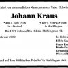 Kraus Johann 1928-2000 Todesanzeige